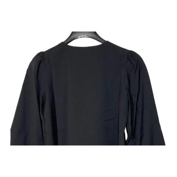 NWT J. Crew Keyhole Puff Long Sleeve Drapey Crepe Blouse Key Hole MT Black #3005 - Picture 5 of 13